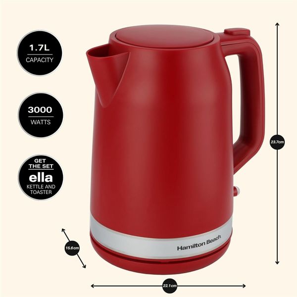 Hamilton Beach Ella Kettle Matte Red Open Box