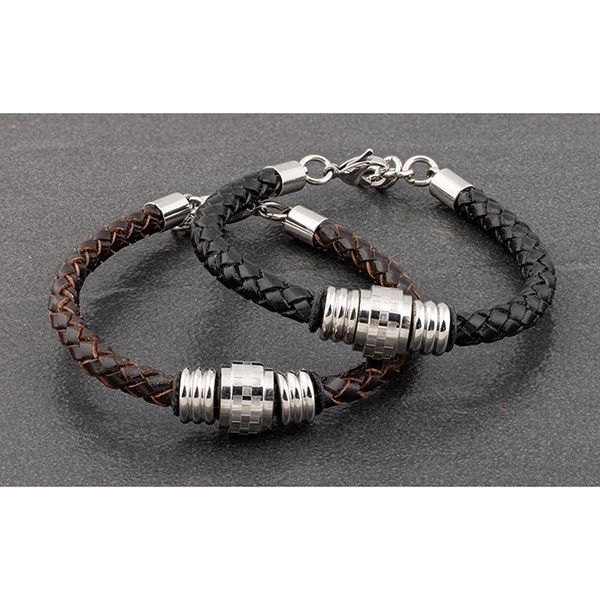 Equilibrium EQ For Men Chunky Leather Bracelet Black