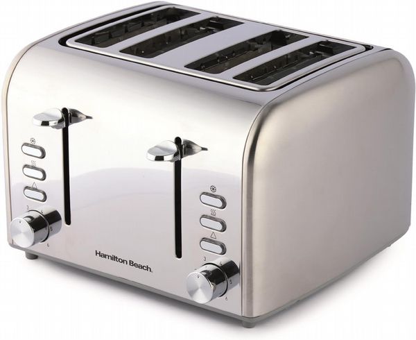 Hamilton Beach Rise 4 Slice Toaster Brushed And Polished Stainless Steel Open Box